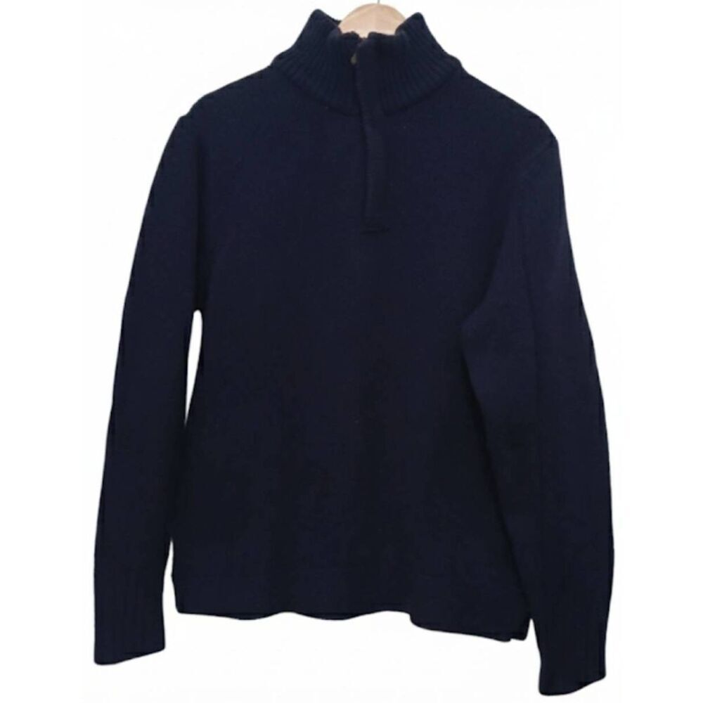Charles Tyrwhitt mens large sweater blue 1/4 zip pullover‎ wool